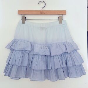 Club Monaco Light Blue Tiered A-Line Skirt ruffle ombré